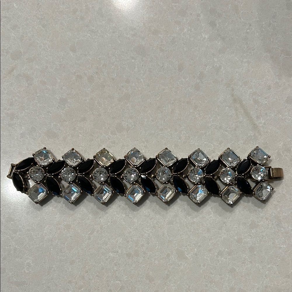 J. Crew Silver and Black Geometric Bracelet